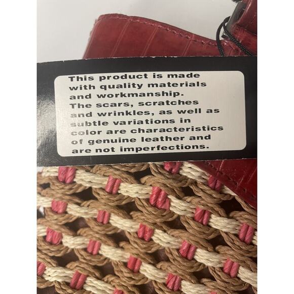 "M.C. Marc Chantal Red Straw & Leather Shoulder Bag Silver Tone Hardware NWT - Picture 15 of 16